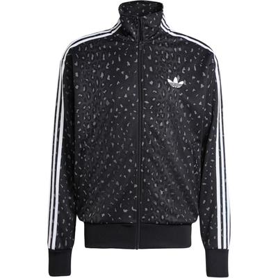 adidas Originals Firebird Леопардовый принт Полная молния Воротник-стойка Свободный крой Спортивная куртка Мужская Черный JV7579