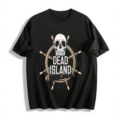Dead Island Пиратская команда Череп Штурвал Корабля Графика Повседневная футболка Хлопковая футболка