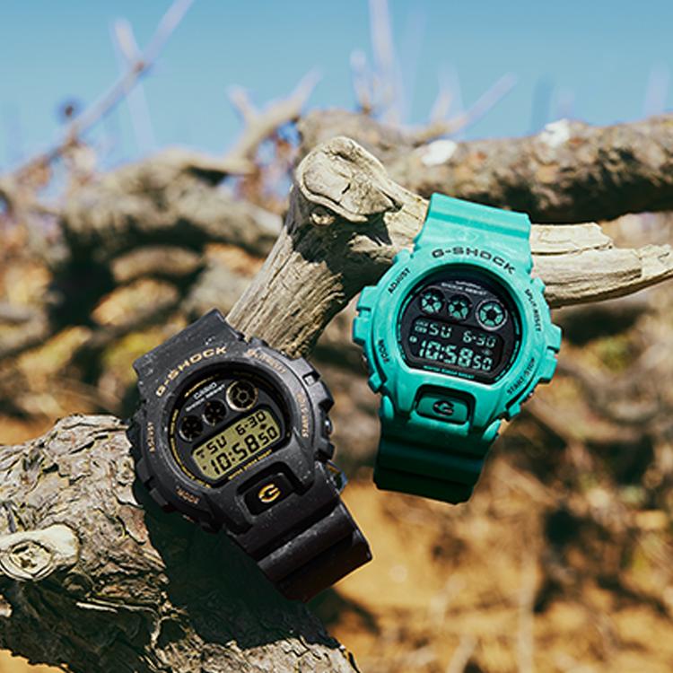 Casio Серия G-Squad Тема Морская Волна Ударопрочный Кварцевый Механизм Ремешок из Смолы Часы Мужские Черный DW-6900WS-1PR