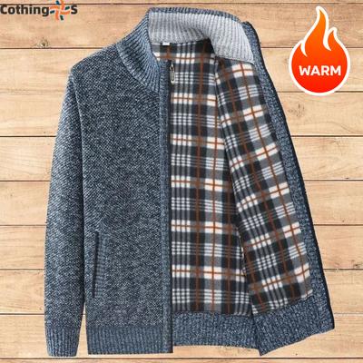 Осенне-зимний мужской вязаный кардиган, куртка, утепленный и повседневный свитер