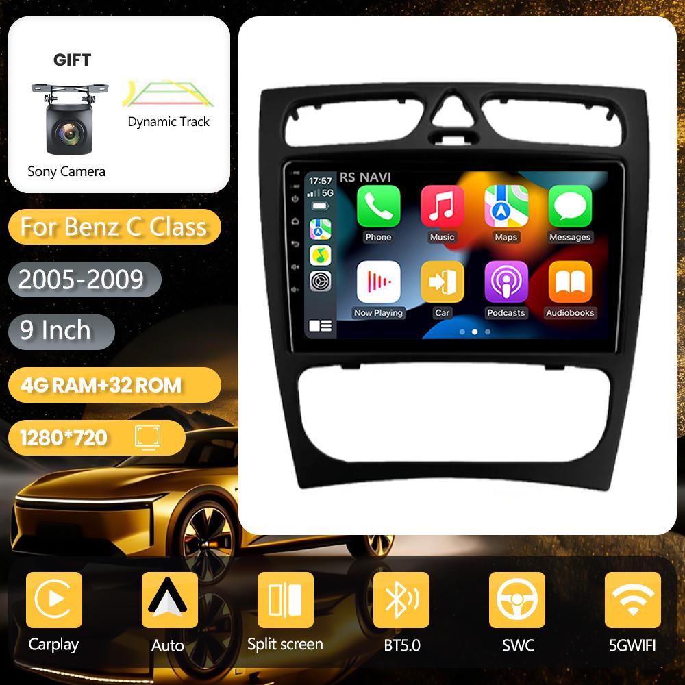 Autoradio Android 16 Carplay BT pour Benz W203 W209 C180 C200 C220 2004 - 2011 Navigation GPS Lecteur multimédia Expédition sous 24 heures