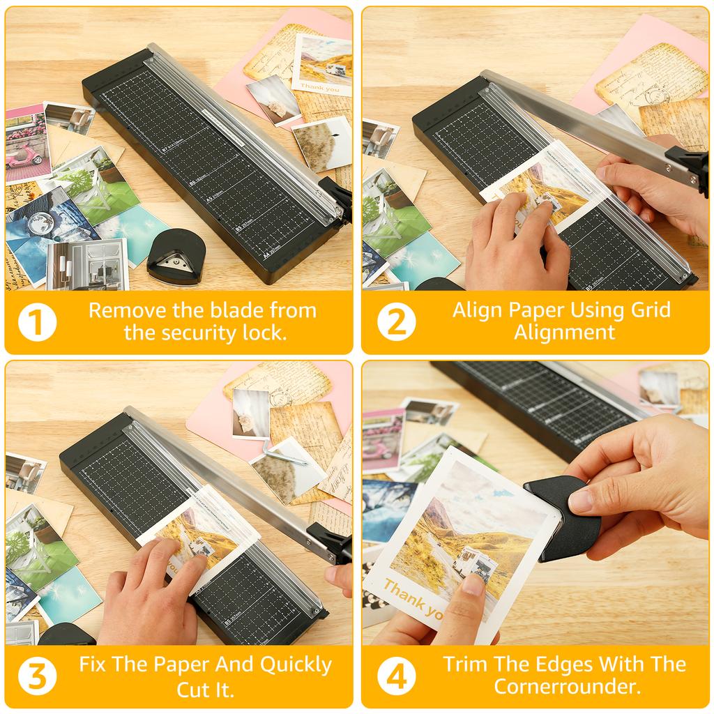 Резак для бумаги 12 дюймов Триммер для бумаги 8 листов Принадлежности для рукоделия и скрапбукинга для А4 Винил Фото Картон с безопасным лезвием