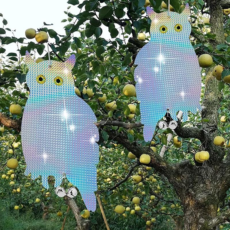 1/2/4/6Pcs Reflective Owl Fake Hawk, Plastic Hanging Reflective Bird Repeller, Outdoor And Garden Decorative Wind Chime