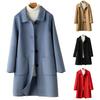 Шерстяное пальто с длинными рукавами, морозостойкое, ветрозащитное, повседневное, однобортное, однотонное, зимнее, двустороннее, шерстяное пальто, повседневная одежда
