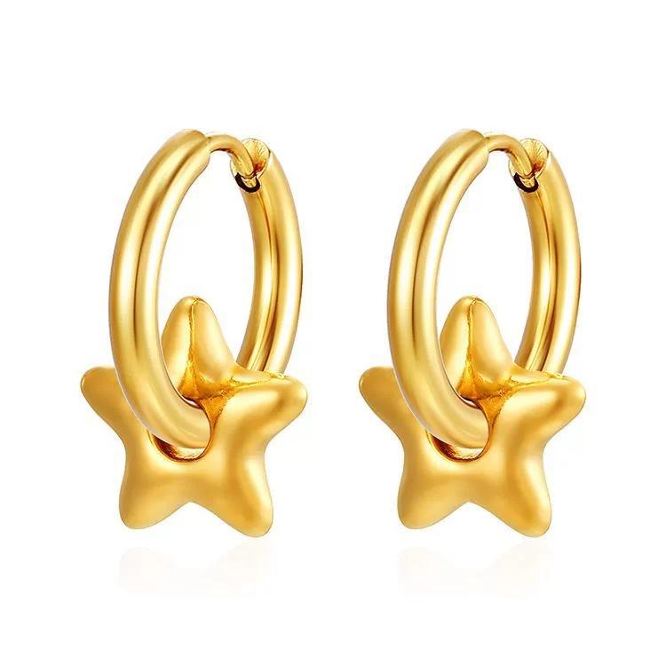 LT-MS-566 Fashion Trend Pendant Earrings for Women Trendy Electroplated 18K Gold Stainless Steel Hoop Earrings