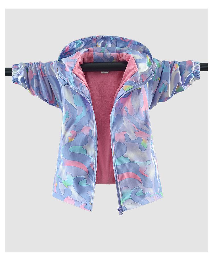 Girls' Korean Style Fleece-Lined Windbreaker - Autumn/Spring Fashion