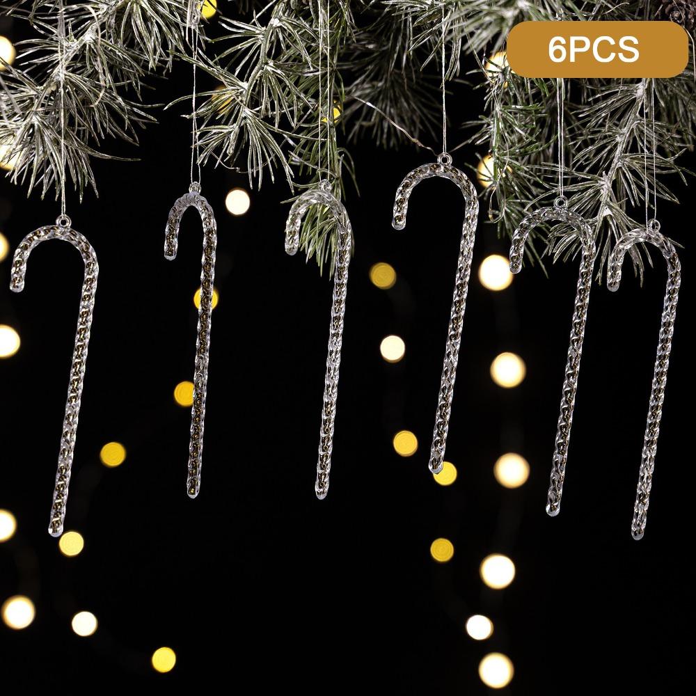 Transparent Acrylic Snowflakes Shatterproof Icicle Pendants Ice Strip Xmas Tree Ornaments New Year