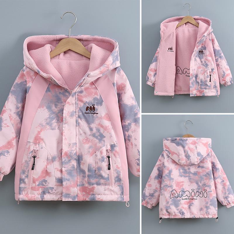 Двусторонняя зимняя куртка из велюрового флиса для девочек - Реверсивная ветровка для детей старшего возраста, идеально подходит для весеннего/осеннего катания на лыжах и активного отдыха на природе.