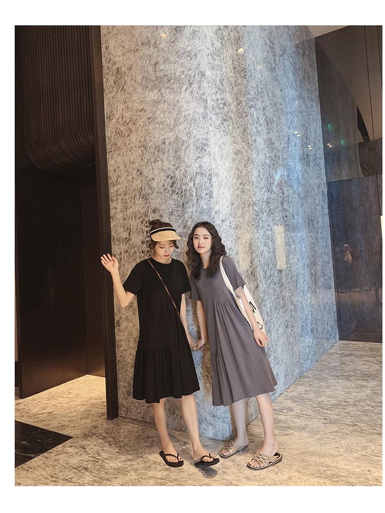 Trendy Maternity Summer Dress: Loose, Irregular Mid-Length, Short Sleeve