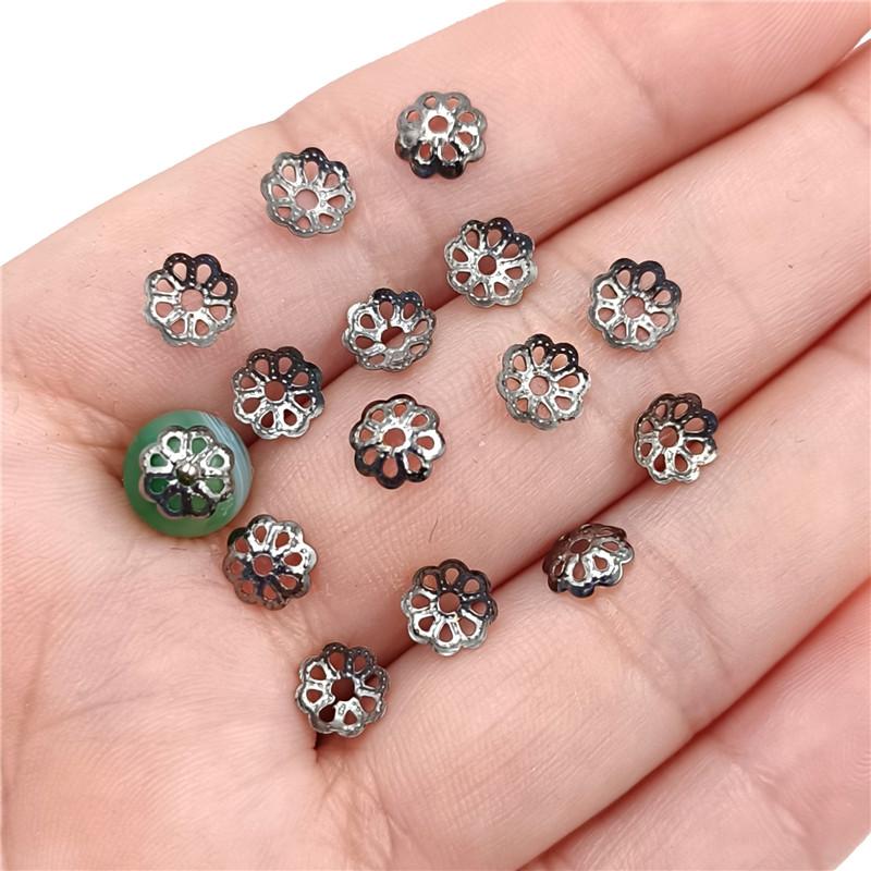 300Pcs 6mm DIY Bead Caps Hollow Flower End Cap Connectors for Jewelry Making