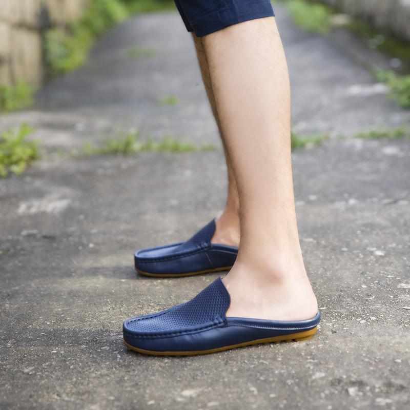 Shoes Men Lightweight Bean Shoes Summer Push Lazy Breathable Casual Half Support Slippers for Men Hole Men Shoes