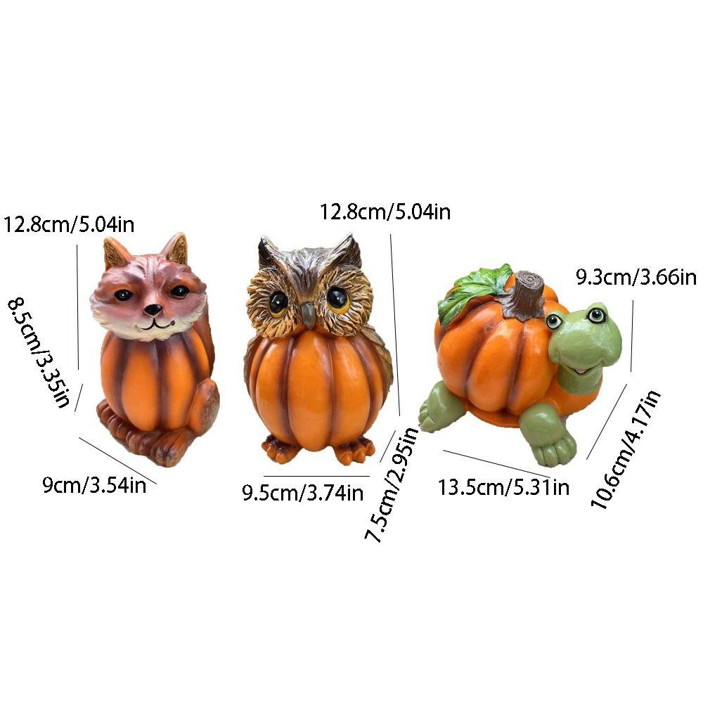 Vivid Animal Head Sculpture Resin Miniature Figurine Ornament Halloween Pumpkin Owl Statue Desktop