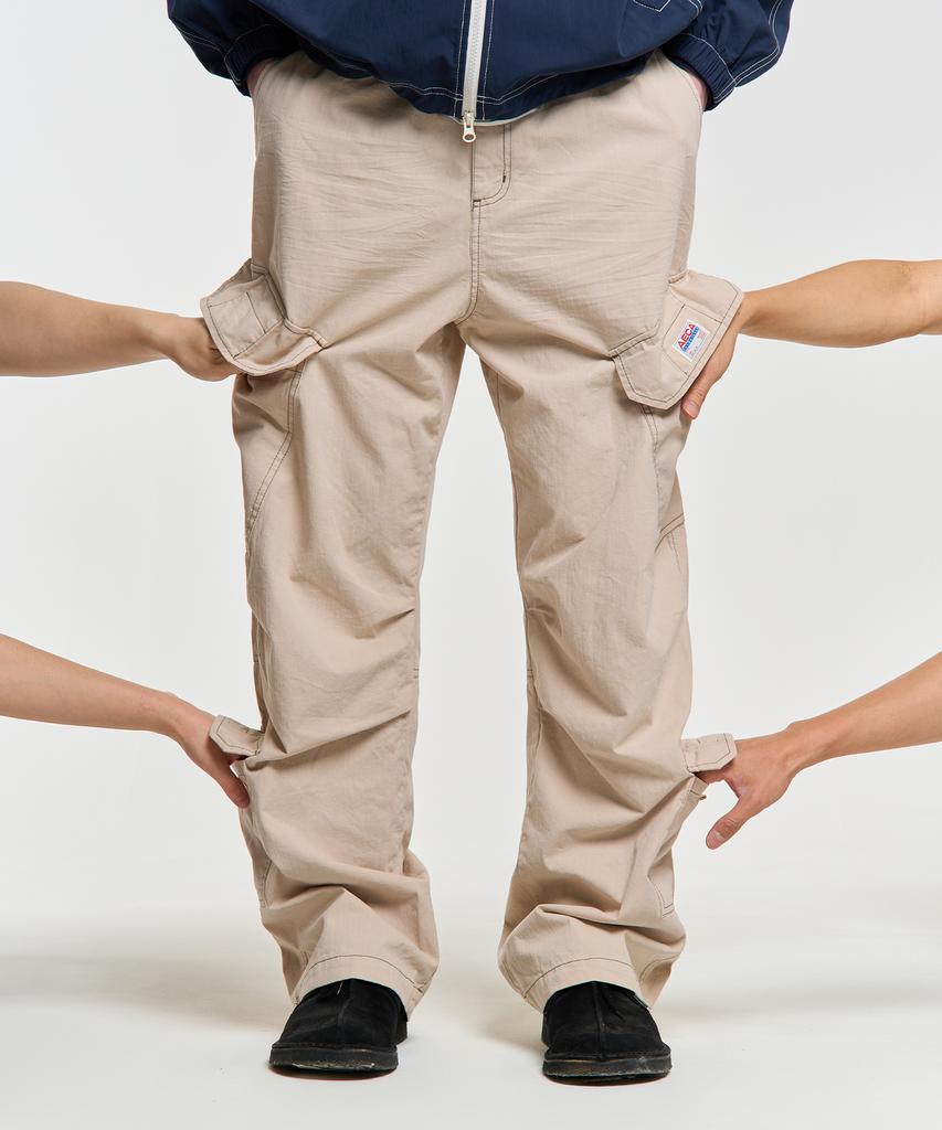 AECA Washed Multi Cargo Pants-Beige