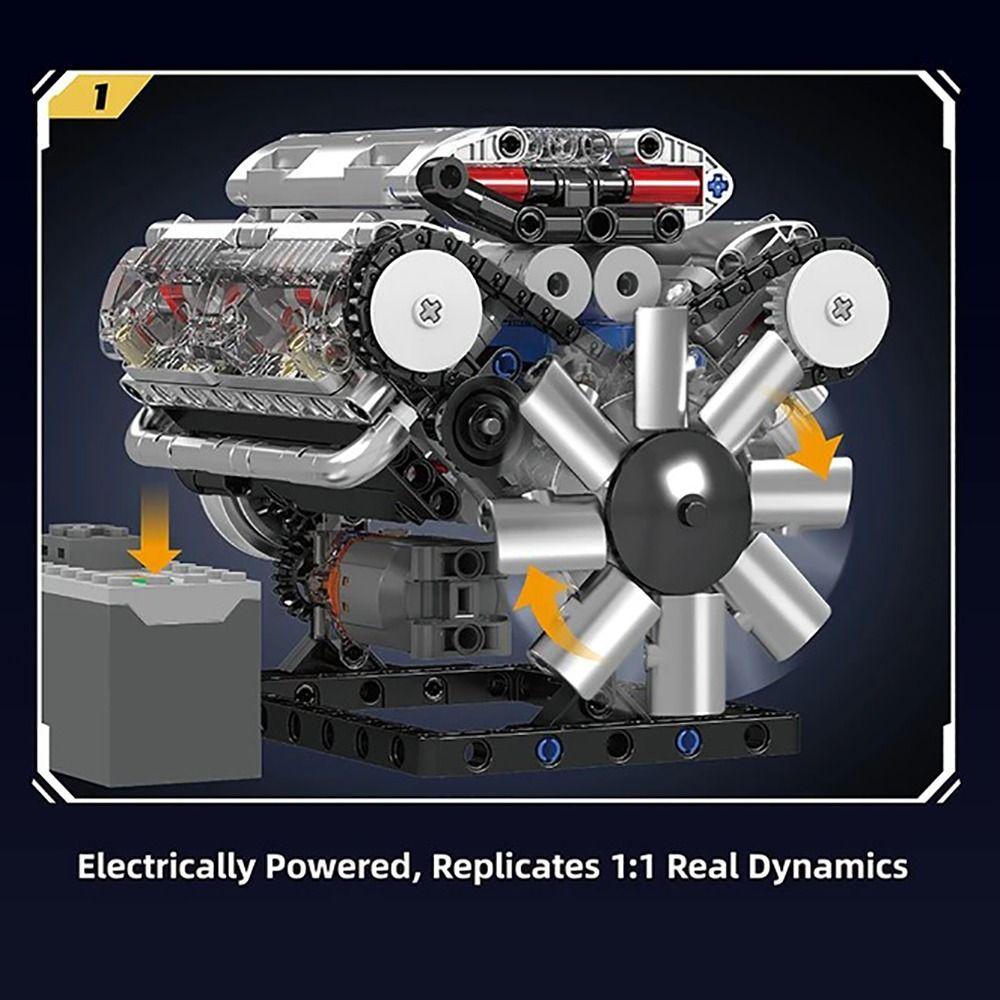 Моторизованный Симулятор V8 Двигателя Конструктор MOC Модель-Симулятор Масштабная Модель Игрушки Сделай Сам