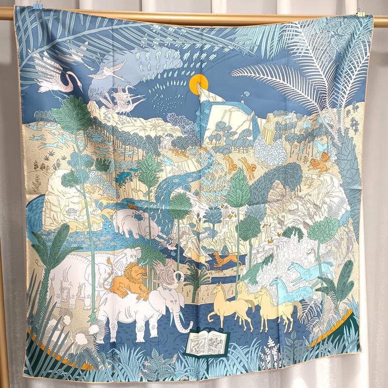 Шелковый твиловый шарф Silk Road в черно-белом французском стиле для весны/лета