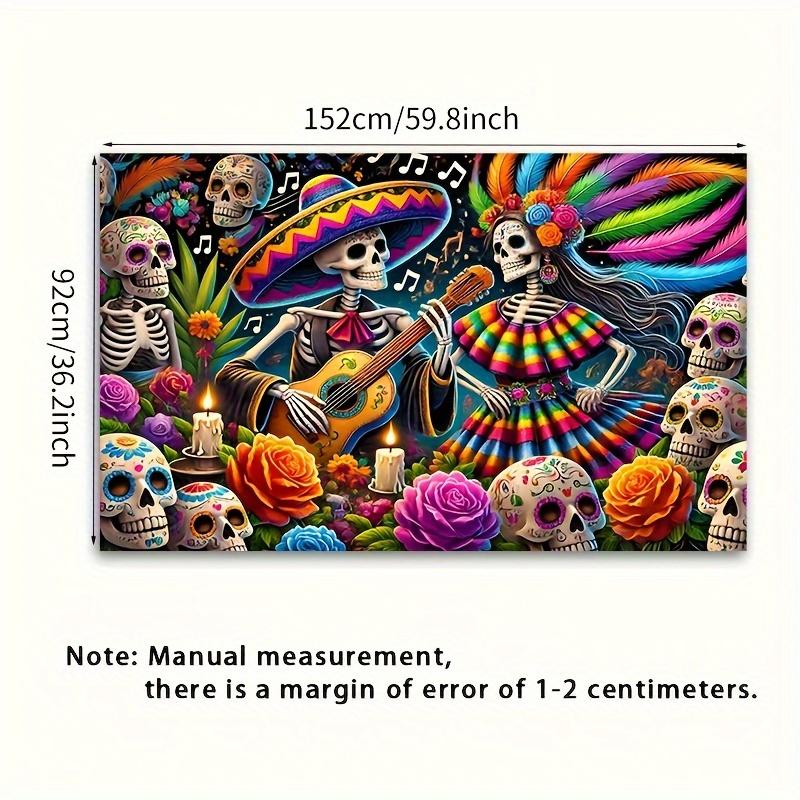 1 piece, Dia de los Muertos celebration banner and festive vibrant polyester background fabriczyc