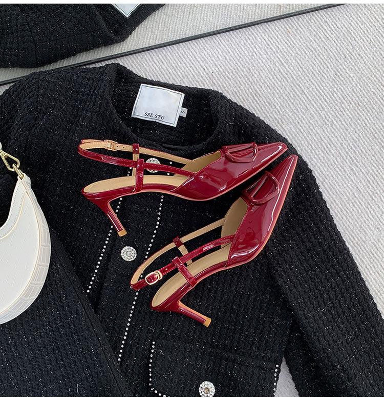 Туфли-лодочки L-36 новинка 2025 французский светлый рот большой размер модные нюдовые с маленьким ароматом шпильки высокий каблук женские сандалии