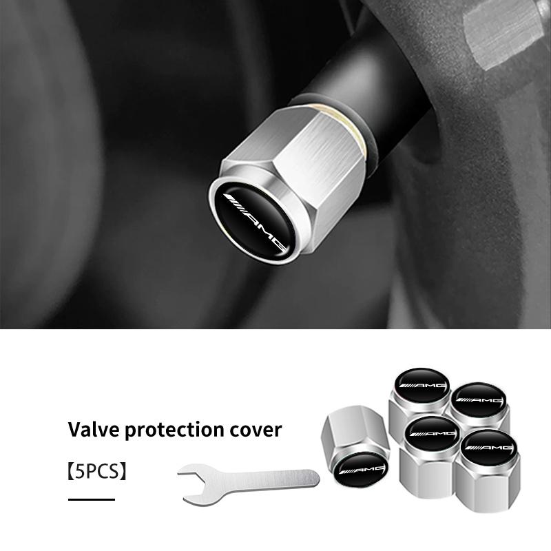 Car Sticker 5pcs Car Tire Valve Wheel Tyre Caps Auto Universal Accessories For Mercedes Benz AMG W202 W212 W213 W220 W221 W222 C