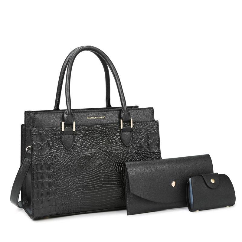 Комплект из 3 предметов, женские кошельки и сумки, женская сумка на плечо, элегантная сумка с короткой ручкой, высококачественная сумка-тоут из искусственной кожи для женщин