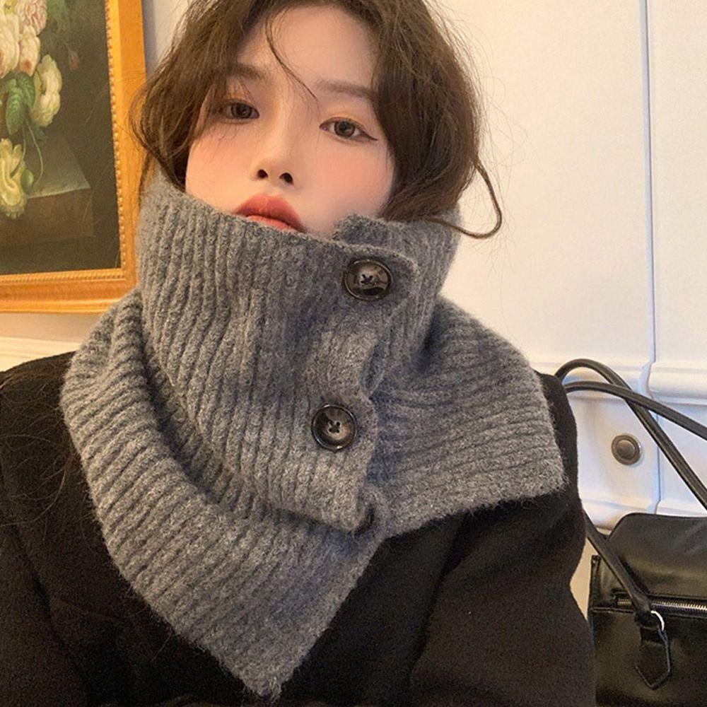 Knitted Knitted Scarf Solid Color Neck Warmer Fashion Cross Scarf Women
