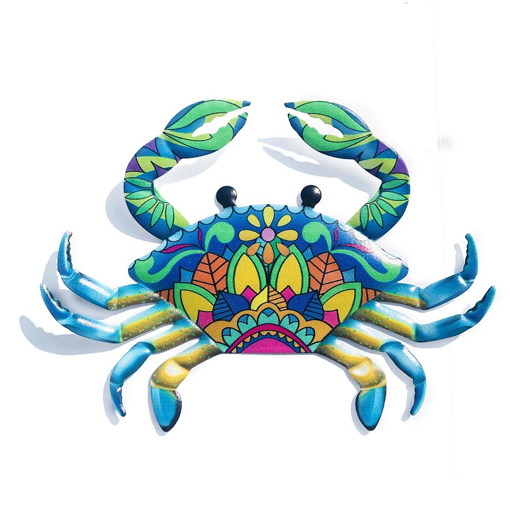 Cute Cartoon Painting Crab Halobios Wrought Metal Wall Hanging Ornament Baby Room Dangle Wind Chime Pendant Garden Balcony Decor