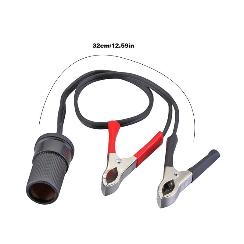 Car Adapter Plug Socket Car Battery Crocodile Clips 12V/24V 30A Car Lighter Socket Extension Cord with Safe Adapter
