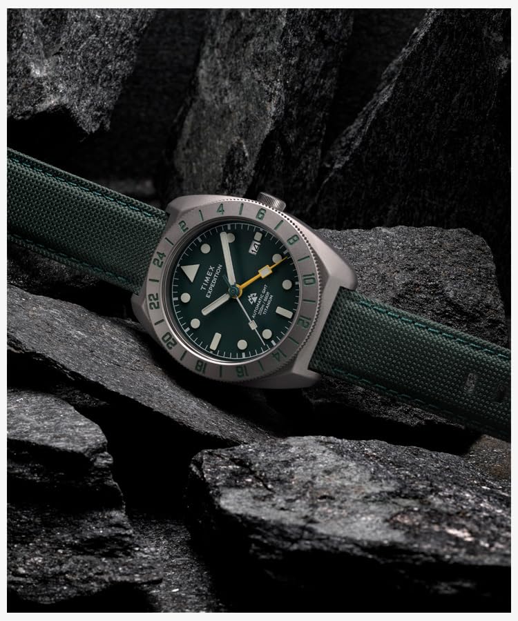 TIMEX Часы Timex Expedition Pioneer Titanium GMT Автоматические TW2Y63400 Зеленый циферблат Сапфировое стекло Мужские 200м