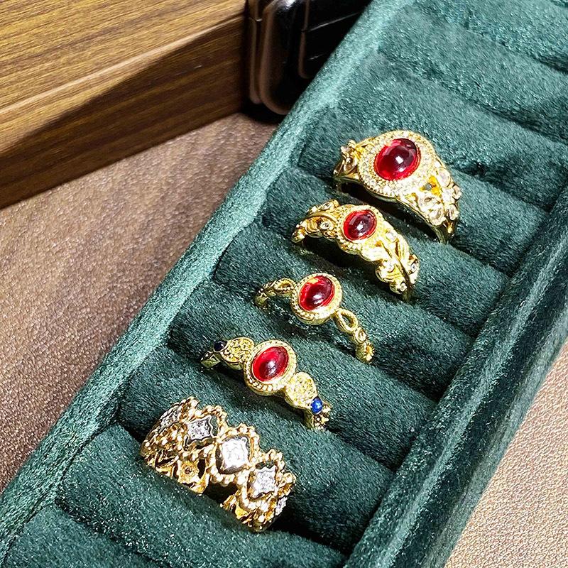 Кольцо с узором «Золотая эмаль, капля масла», Женское средневековое изысканное кольцо на указательный палец высокого класса, Модное кольцо в придворном стиле, Кольцо частичного богатства