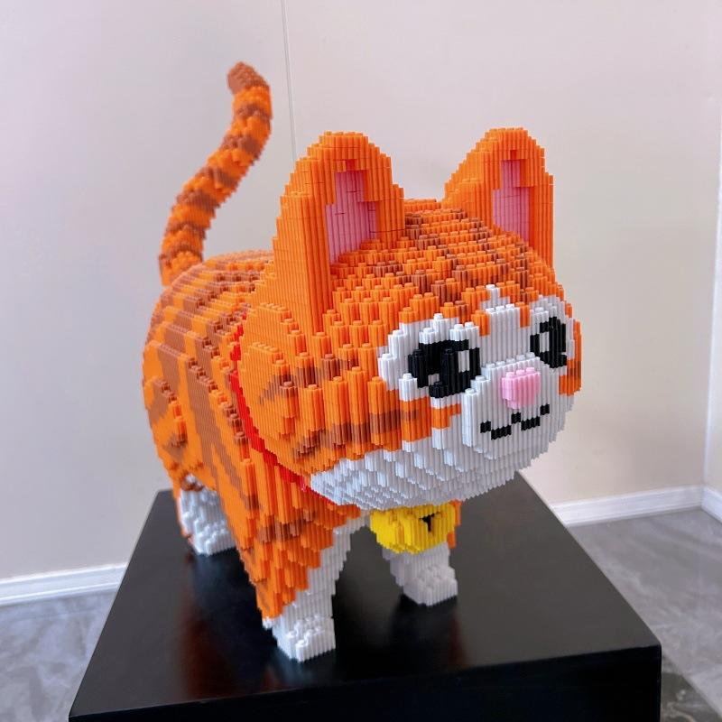 42 см Кавайный Кот, Строительные Блоки, Игрушки для Сборки, 3D Пазл-Украшения, Декор для Дома, Креативная Игрушка-Конструктор, Праздничные Подарки