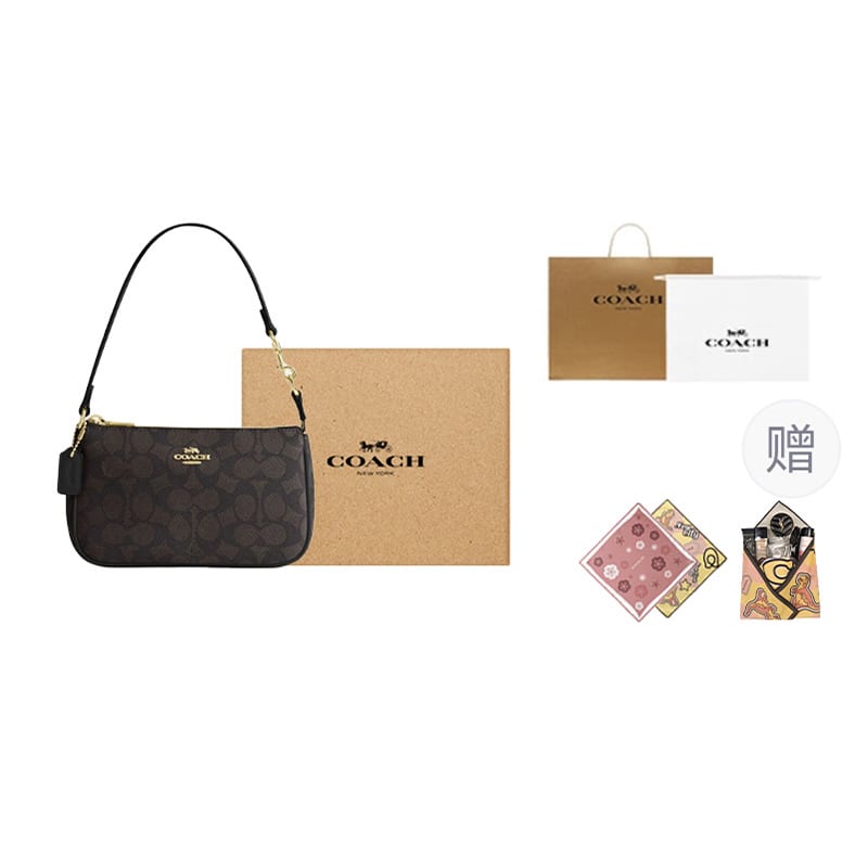 Coach Женская сумка через плечо Nolita из искусственной кожи, маленькая, золотая, с элементами из грецкого ореха и черными деталями CW426-IMXAQ