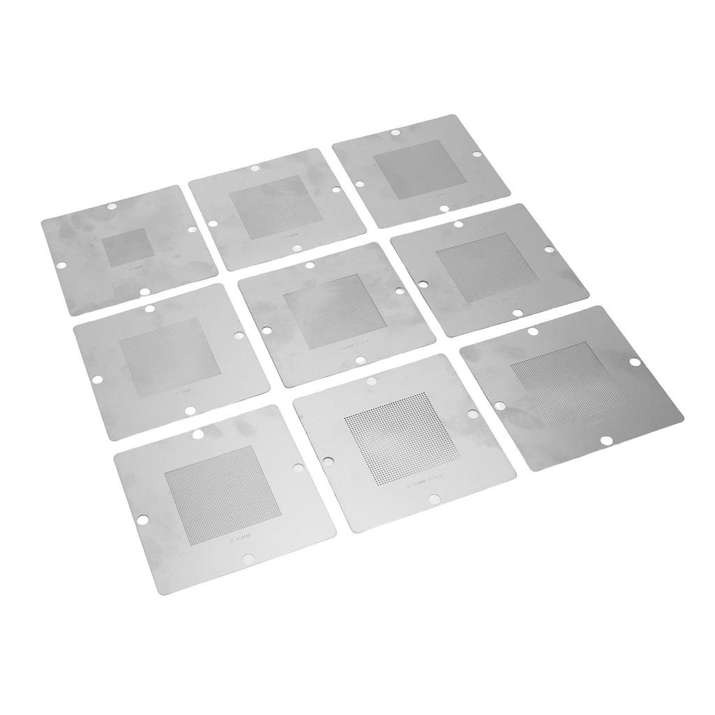9 шт. Трафареты для реболлинга BGA 90x90 мм Универсальная станция для пайки и ремонта Шаблон из нержавеющей стали 304 Инструменты для ремонта процессоров ноутбуков