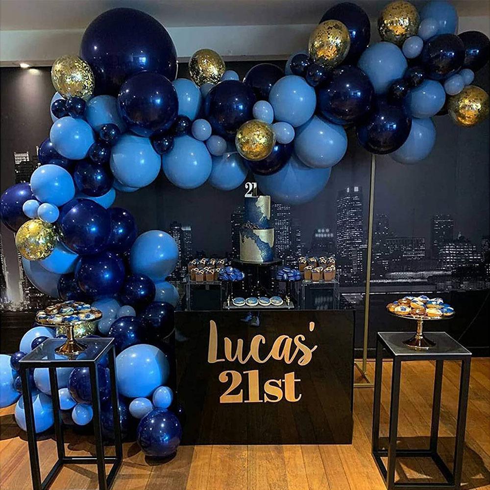 106pcs Navy Blue Balloons Arch Kit Silver Gold Confetti Balloons for Baby Shower Birthday Wedding Party Decoration