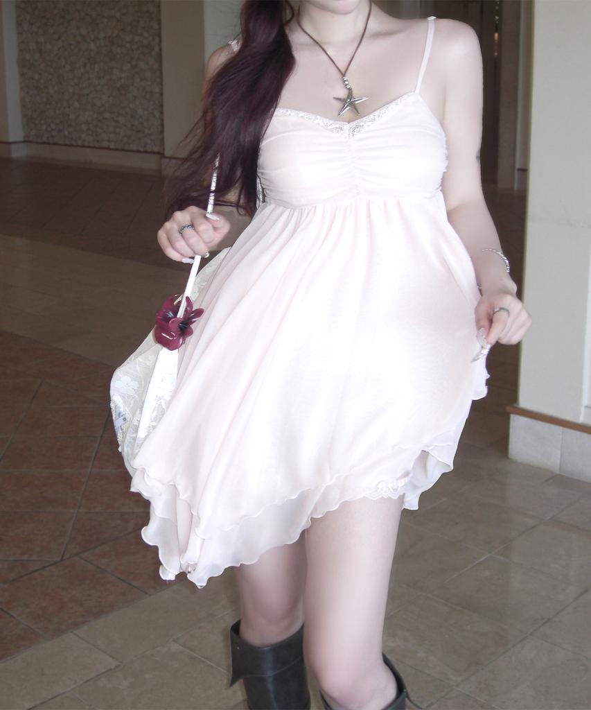 Ilio [Bit-O X Ilio] Peach Asymmetric Chiffon Dress