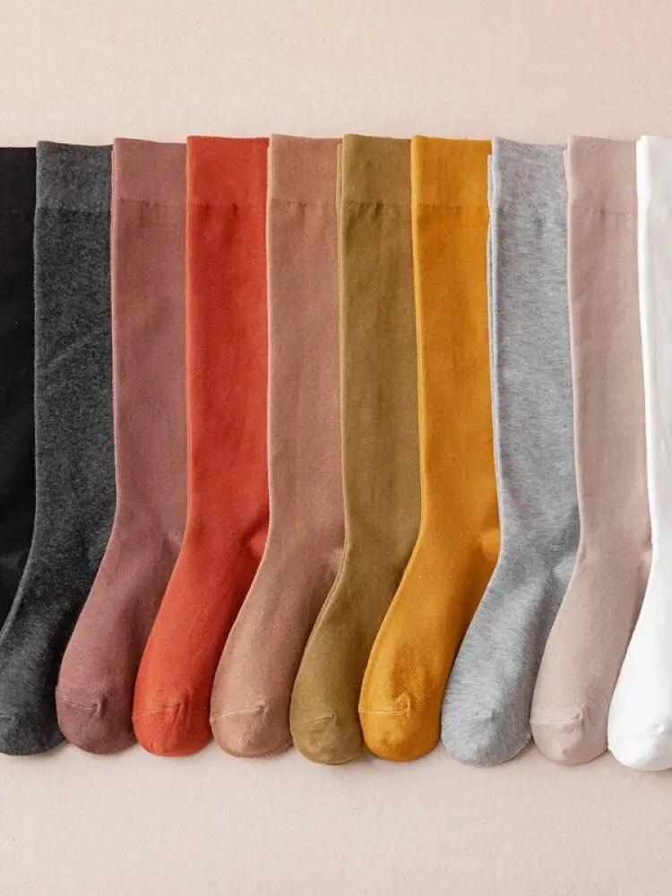 Хлопковые тонкие пластиковые чулки выше колена для девочек JK в студенческом стиле