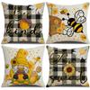 Новая пчела День Наволочка Линейный принт Праздничная Домашняя Наволочка для подушки Гостиная Диван Декоративная наволочка