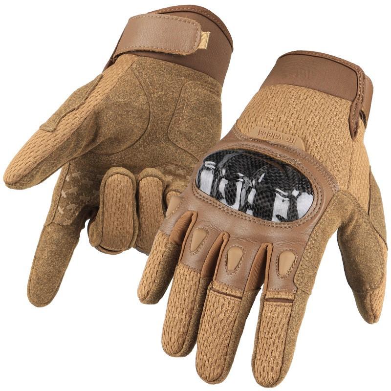 Tactical Cycling Gloves With Carbon Fiber Knuckle Protection Touchscreen Compatible Anti-Slip Windproof Breathable Five-Finger