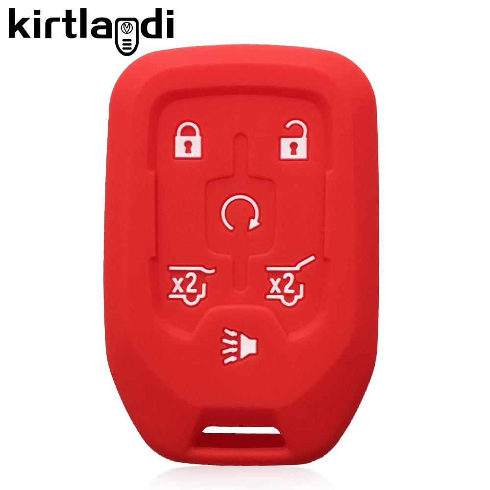 Silicone Car Key Cover Case for GMC Yukon XL Sierra Terrain Acadia for Chevrolet Tahoe 2015-2020 Remote Keyless Holder Keychain