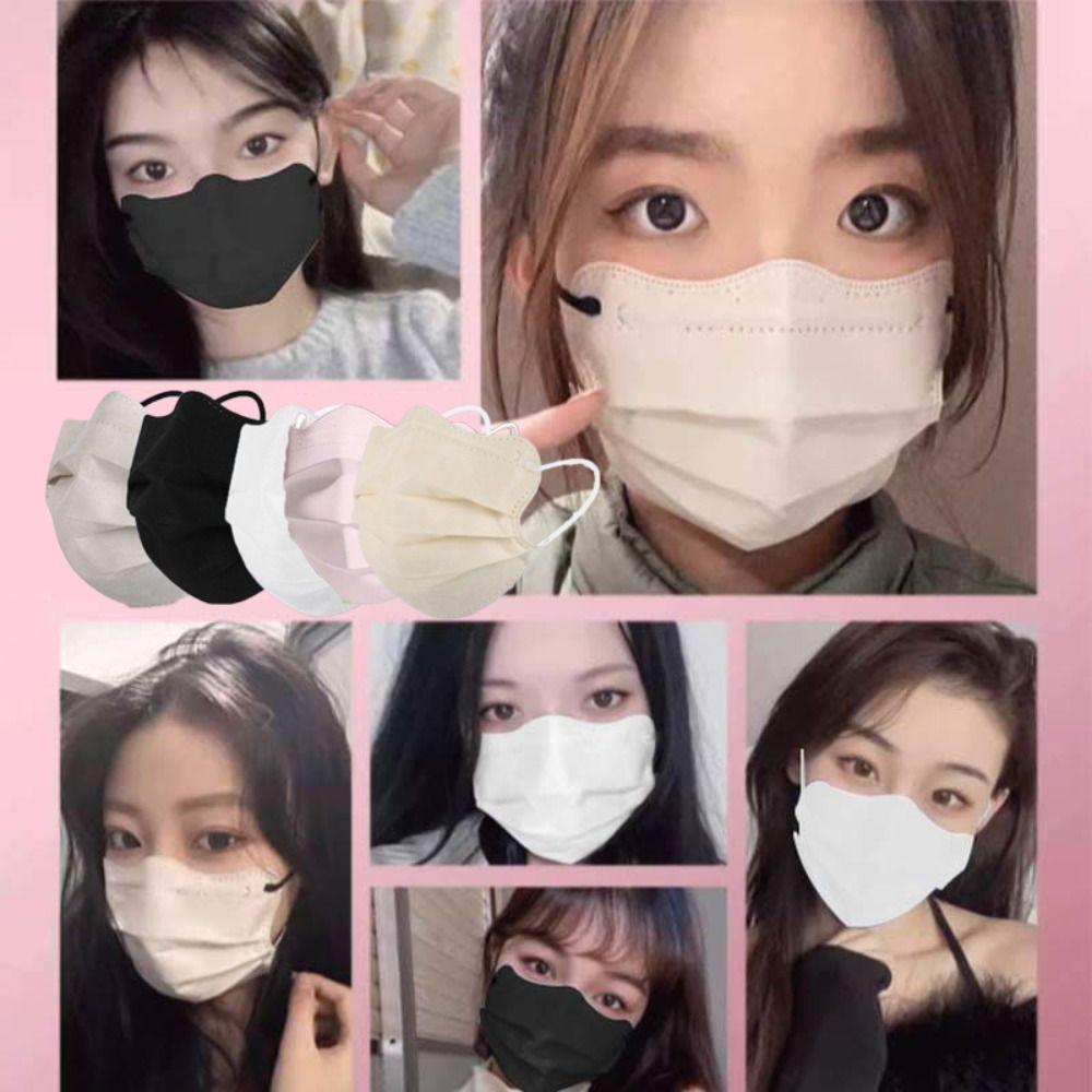 50pcs Morandi Color Disposable Face Mask Butterfly Shaped Design Protective Face Cover