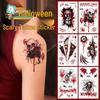 Waterproof Cross Pattern Halloween Scary Scar Tattoo Stickers for Face and Arms