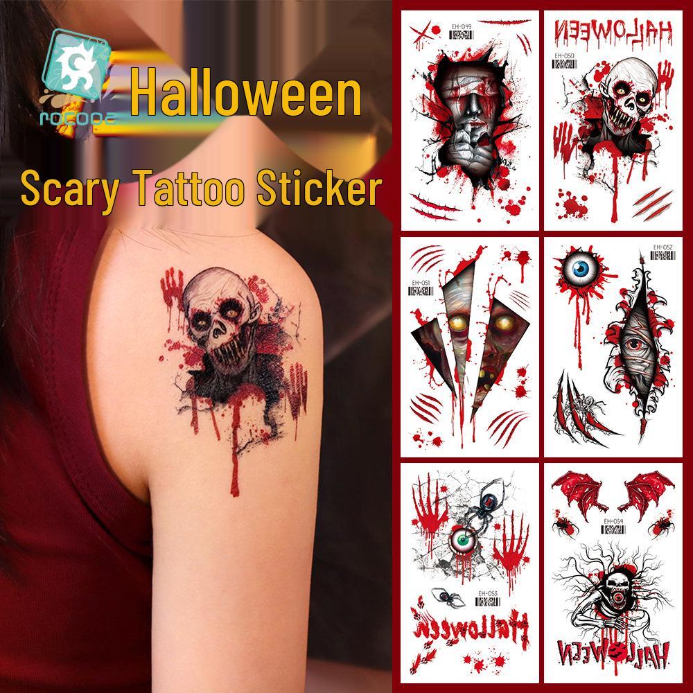 Waterproof Cross Pattern Halloween Scary Scar Tattoo Stickers for Face and Arms