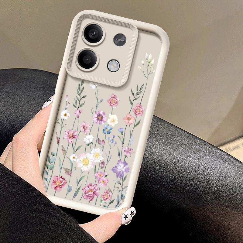Мягкий матовый чехол для телефона с цветочным узором для Xiaomi 14T 13T Poco F6 X6 Pro Redmi Note 14 Pro 13 12 11 10 TPU противоударный защитный бампер для объектива