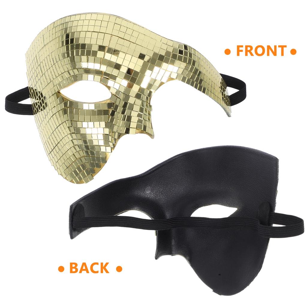 Disco Mask Disco Mirrored Face Mask Mirror Masquerade Ball Face Cover Halloween Party Adults Glitter Music Outfits Accessories