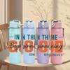 1PC In The Beginning Bible Text 750ml Color Plastic Sports Water Bottle Leakproof Flip Straw Lid Suitable for Sports Office Home Use