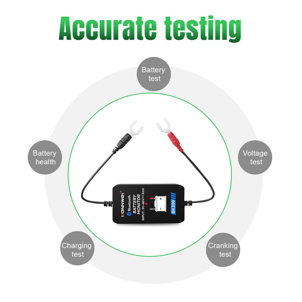 KONNWEI BK300 Беспроводной монитор аккумулятора и тестер электрической системы BT 5.0 Интеллектуальная батарея