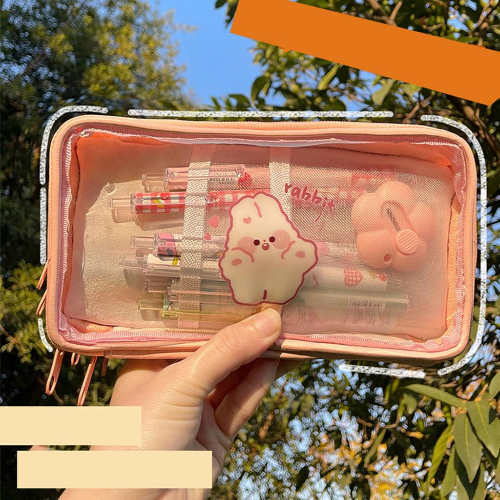 Прозрачный пенал с милым мультяшным рисунком, большой емкости, водонепроницаемый пенал из ПВХ для хранения карандашей B
