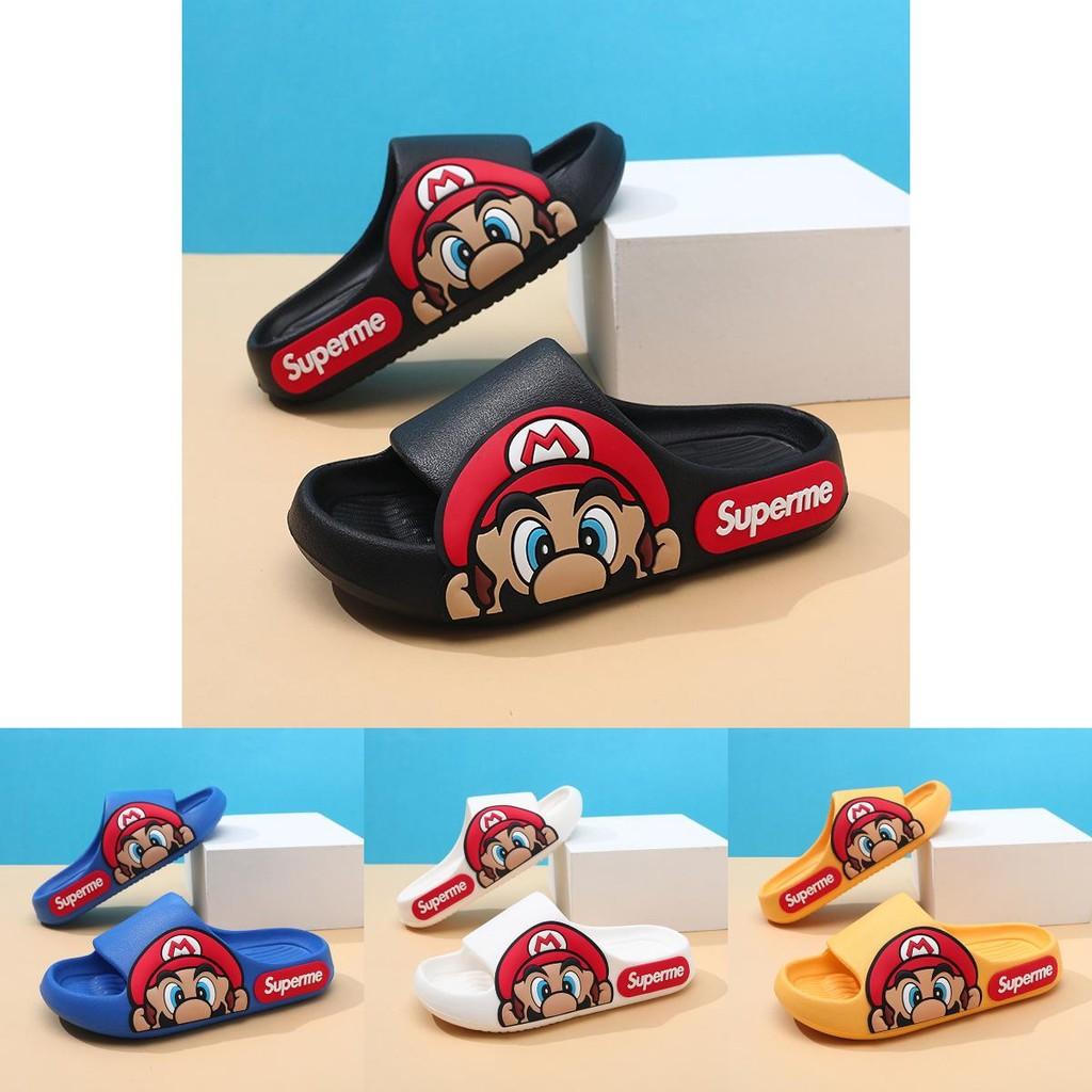 Детские шлепанцы-сандалии в стиле мультфильма Марио, мягкие, из ЭВА, нескользящие, летняя обувь для мальчиков
