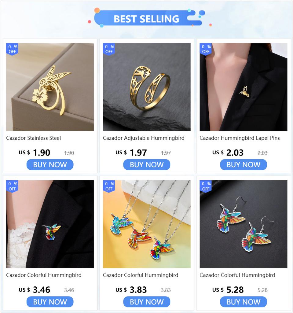 Cazador Colorful Hummingbird Lapel Pins for Women Bird Brooch Stainless Steel Metal Pins Backpack Badges Jewelry Valentine Gift