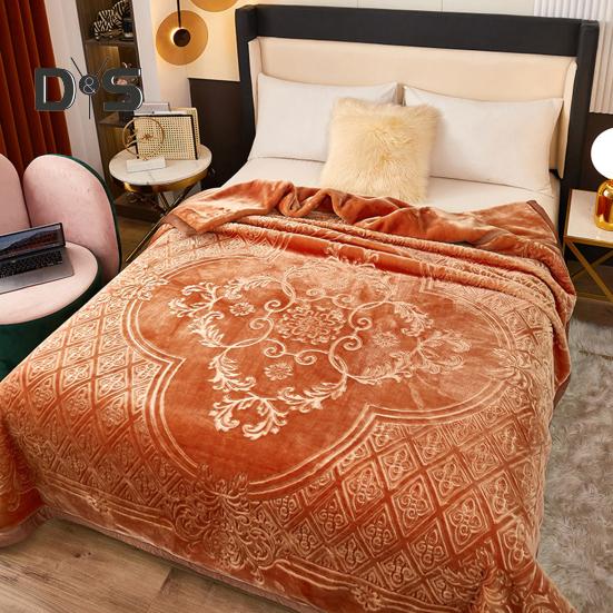 Одеяло из фланели Утолщенное Цветочный принт Двухслойное Сохранение тепла Простота ухода Машинная стирка Максимальный комфорт Двустороннее Очень большой размер Зима