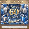 2D Сине-золотой фон для 60-летия Счастливого 60-летия Фон для фотосъемки