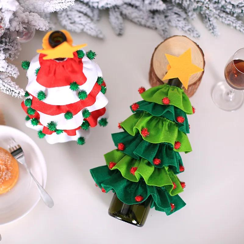 Christmas Decorative Christmas Tree Wine Bottle Covers Bag Red Wine Champagne Bottle Bag Xmas New Year Dining Table Decoration